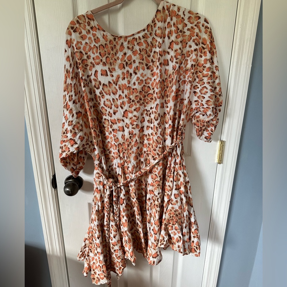 Aakaa Cheetah Print Frilly Dress